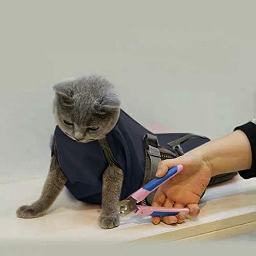 Cinf Cat Nail Clipping Cleaning Grooming Restraint Bag (Free Muzzle) No Scratching Biting for Bathing Nail Trimming Injecting Examining(Black,M)