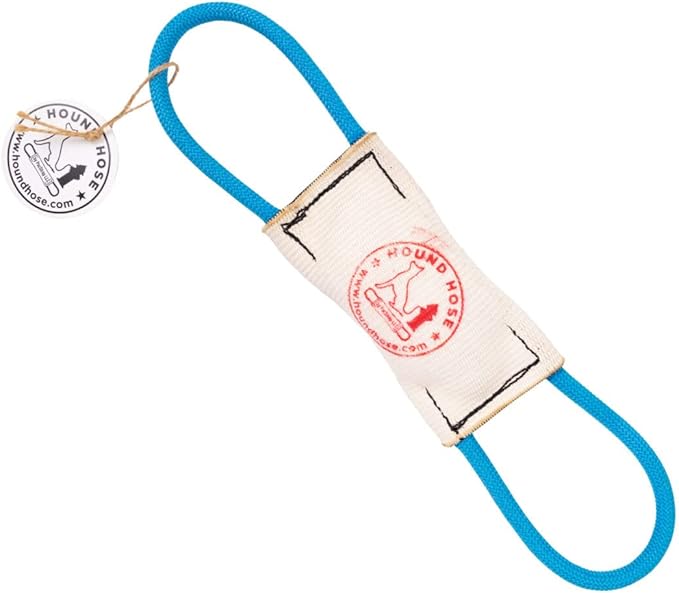Rock-N-Rescue Hound Hose Firehose Dog Toy - Interactive Training Tug Rope from Durable Recycled Fire Hose. Indoor Outdoor Fetch Toy, Large with Rescue Rope Handles