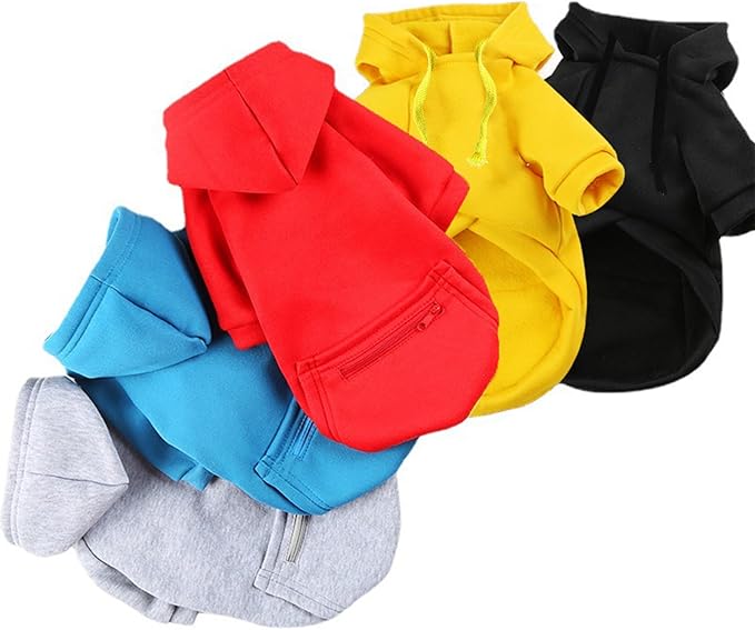 Jecikelon Winter Dog Hoodie Sweatshirts with Pockets Warm Clothes for Small Dogs Chihuahua Coat Puppy Custume Clothing (XX-Small, Y02-Red)