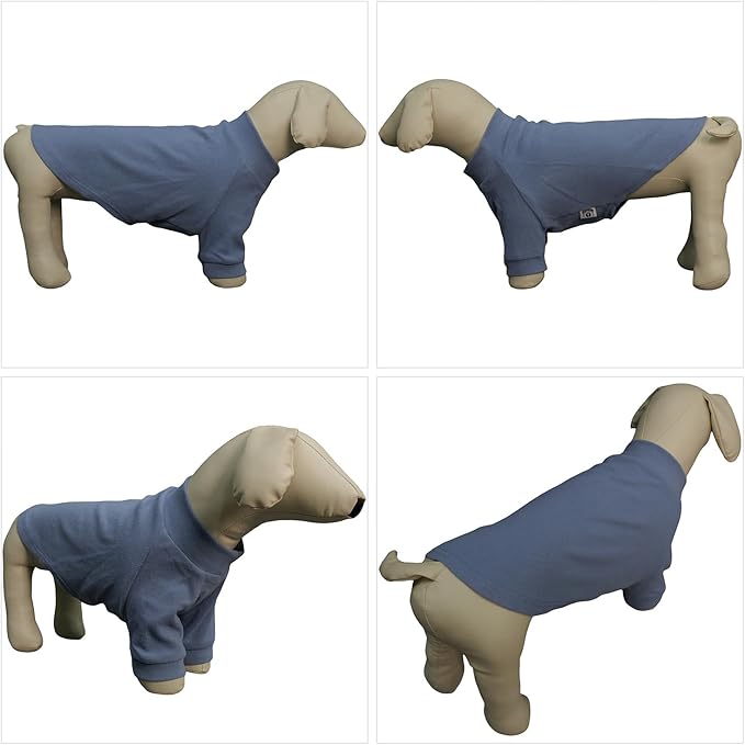Lovelonglong Ribbed Dog T-Shirt Cotton Knitted Dog Sweaters for All Season Pet T-Shirts for Large Medium Small Dogs Grayish Blue XL