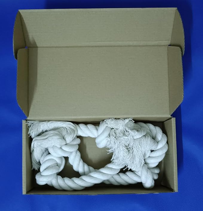 35" Dog Tug Toy ā Strong 5-Knot White Cotton Rope for Active Chewers, Washable & Safe, Great for Indoor & Outdoor Play, Dental Cleaning, Medium & Large Dogs (22ā88 lbs)