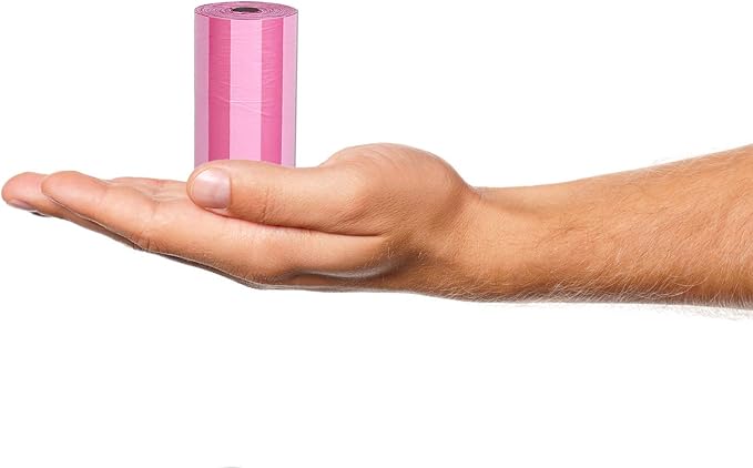 Parisian Pet Ecofriendly Dog Poop Bags Rolls - 160 Count Unscented Poop Bags For Dogs - Leakproof, Extra Thick, 8 Dog Waste Bags Refill Rolls - Striped Pink Doggie Poop Bags - Fits All Dispenser