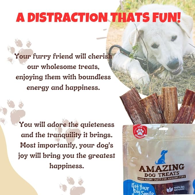 Amazing Dog Treats - Beef Esophagus Jerky for Dogs (5-6 Inch - 25 Pc/Pack) - Gullet Dog Chews