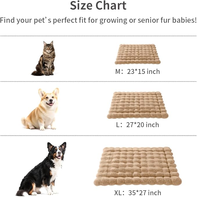 Cat Beds for Indoor Cats Faux Fur Pet Pad Mat Plush Kitten Bed with Non-Slip Bottom for Carriers/Couch Dog & Puppy Friendly 35 x 27 Inch X-Large Coffee