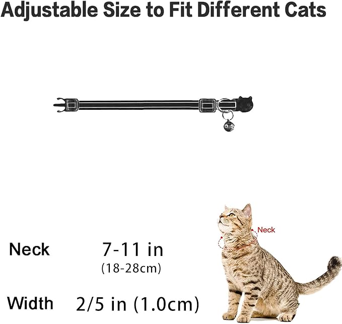 4 Pack Cotton Breakaway Cat Collar with Bell,Safety Adjustable Cat Collars Set,Ideal for Girl Cats Boy Cats
