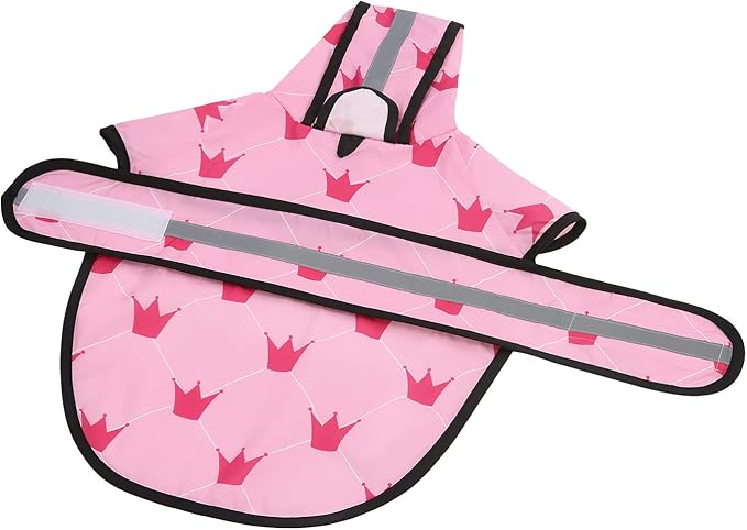 HDE Dog Raincoat Jacket Reflective Adjustable Hooded Pet Poncho Rain Coat with Leash Hole for Small to X-Large Dogs Princess - L