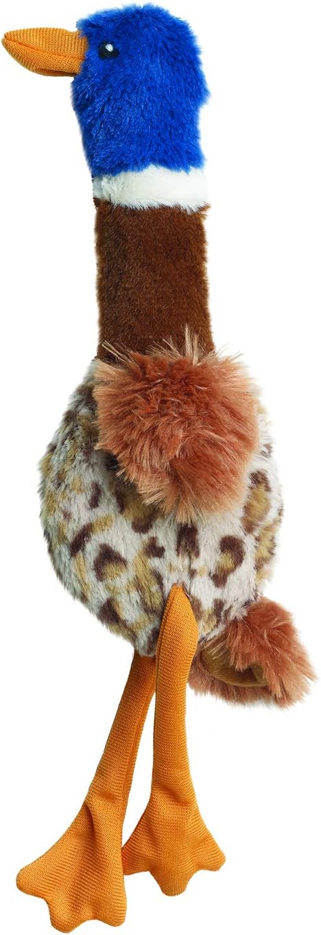 SPOT Skinneeez Plus Duck - Stuffing Free Dog Toy with Two Piece Rubber Body and Two Squeakers, Fun to Bite, Stuffingless Design is Great for Moderate Chewers, Tug Toy for Puppies & Dogs - 15in
