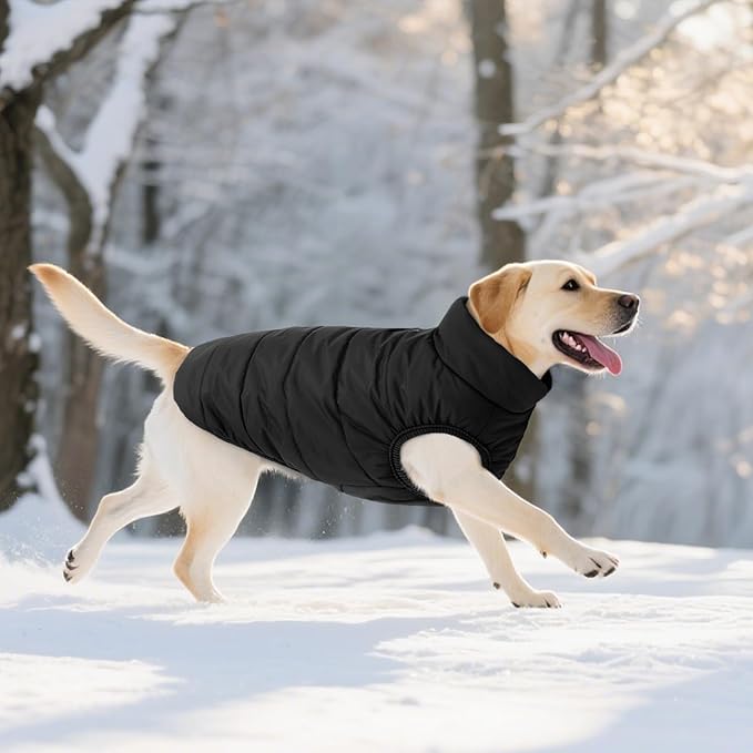 ASENKU Windproof Dog Winter Coat Waterproof Fleece Jacket Cold Weather Pet Apparel for Small Medium Large Dogs (Black, 3XL)