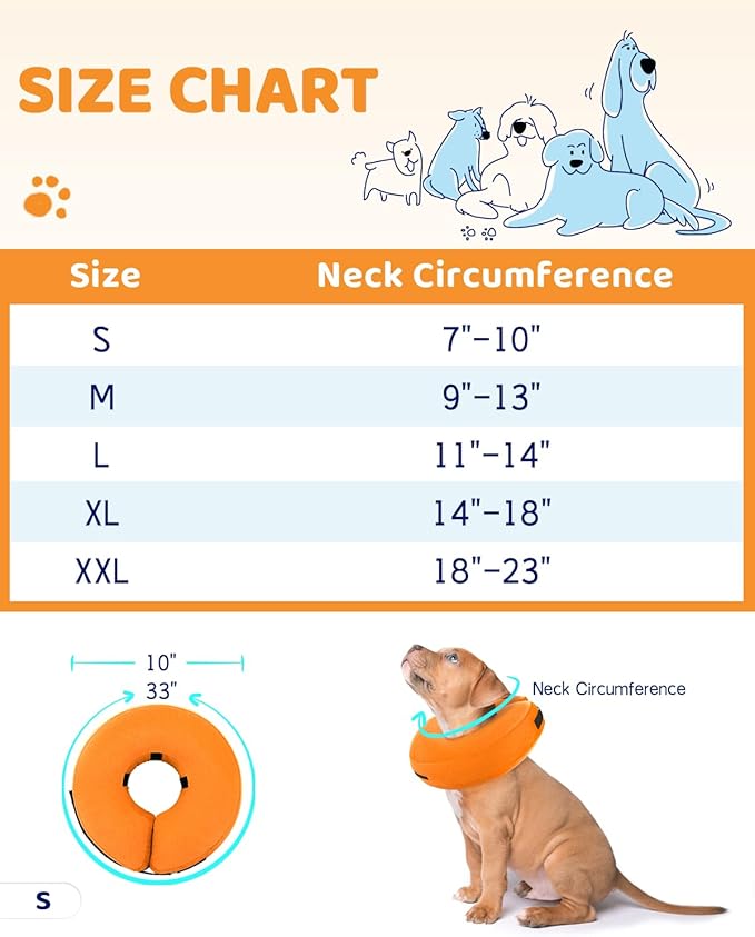 Supet Inflatable Dog Cone Collar for Large Medium Small Dogs, Soft Cone Collar for Dogs Puppies Cats, E Collar Pet Cone Alternative After Surgery