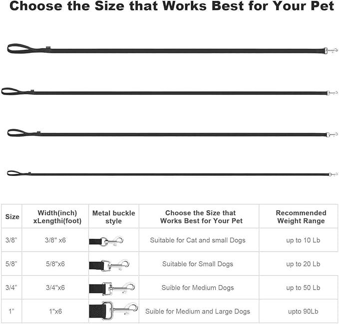 AMAGOOD 6 FT Cat Leash, Strong and Durable Traditional Style Leash with Easy to Use Collar Hook,Cat Lead Great for Cats (3/8 in x 6 ft,Black and Green(2-Pack))