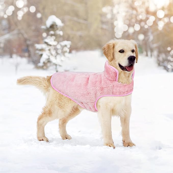 Malier Dog Winter Coat, Reversible Fleece Dog Cold Weather Coats, Windproof Warm Snow Puppy Jacket Vest Pet Clothes for Small Medium Large Dogs (Pink, XX-Large)
