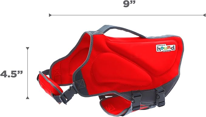 Outward Hound Dawson Swim Dog Life Jacket, High-Performance Neoprene Dog Life Vest for Swimming, Boating, and Water Safety, XS, Red