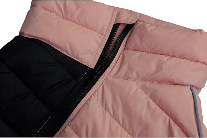 Warm Dog Coat, 4 Legs Covered Waterproof Windproof Reflective Vest, Zippered Adjustable Outdoor Snow Jacket for Small Medium Large Dogs, Lotus Pink XL