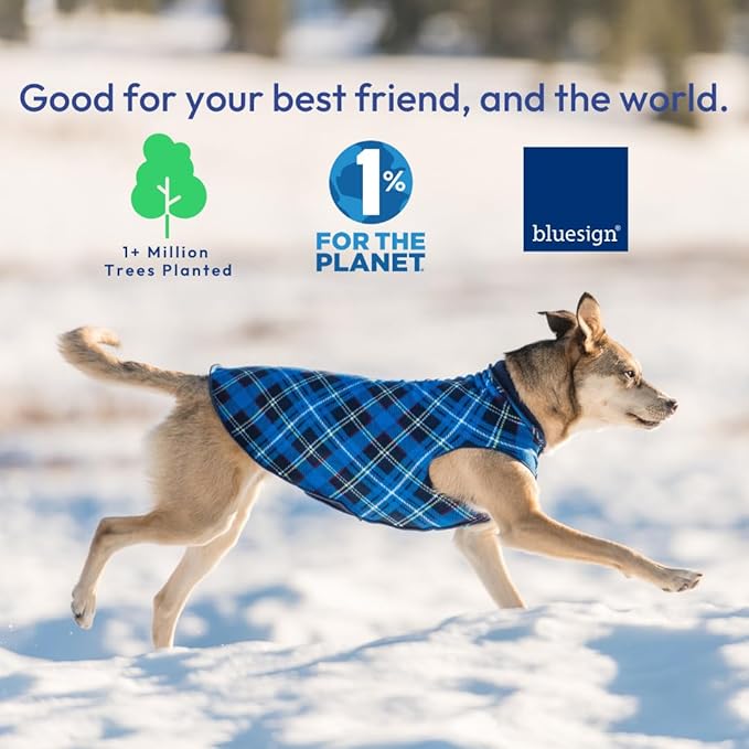 Goldpaw Duluth Double Fleece Dog Sweater Vest for Small Dogs - Soft, Stretchy Dog Fleece - Warm Pet Jacket for Fall and Winter - Premium Pet Outerwear - Machine Washable - Red Tartan/Black - Size 14