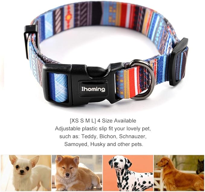 Ihoming Dog Collar and Leash Set for Daily Outdoor Walking Running Training, Splicing Design for Medium Boys Girls Dogs Cats Pets, M-Up to 45LBS