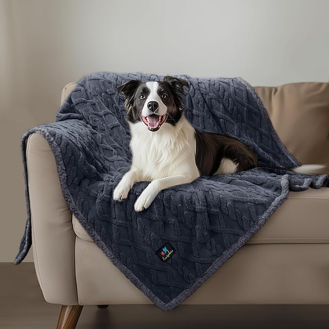 Waterproof Pet Blanket, Liquid Pee Proof Dog Blankets for Sofa Bed Couch, Reversible Sherpa Fleece Furniture Protector Cover for Small Medium Large Dogs Cats,Dark Grey Large(65" x 57")