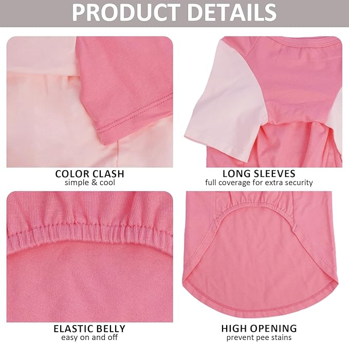 2 Pack X-Large Dog Shirts - Breathable Lightweight Basic Tees, Durable Moisture-Wicking Dogs Clothes for Beagle, Bullmastiff, Sleep, Hot Summer Day Outdoor Activities, Travel, Seaside, Pink