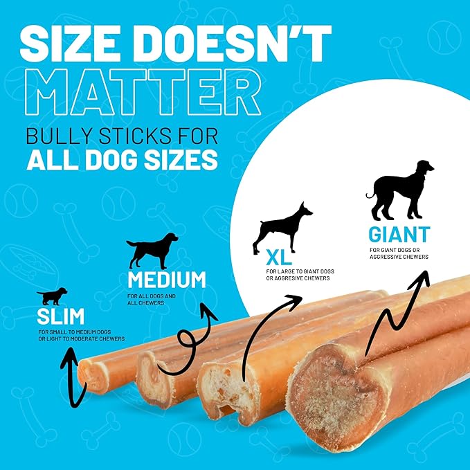 Sitka Farms Bully Sticks XL 6 inch Premium - 22 Count - Single Ingredient Treat for Small, Medium Dogs, Aggressive Chewers for Puppies - Natural Grass Fed High Protein Long Lasting Treats