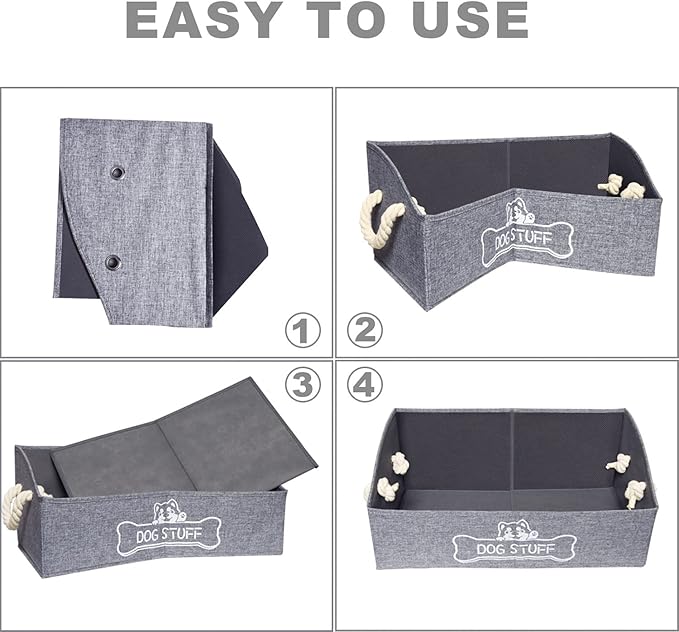 Large Dog Toy Box - Trapezoid Dog Toy Bin with Handles, Collapsible Pet Supplies Storage Basket, Perfect for Organizing Dog Cat Toys and Accessories