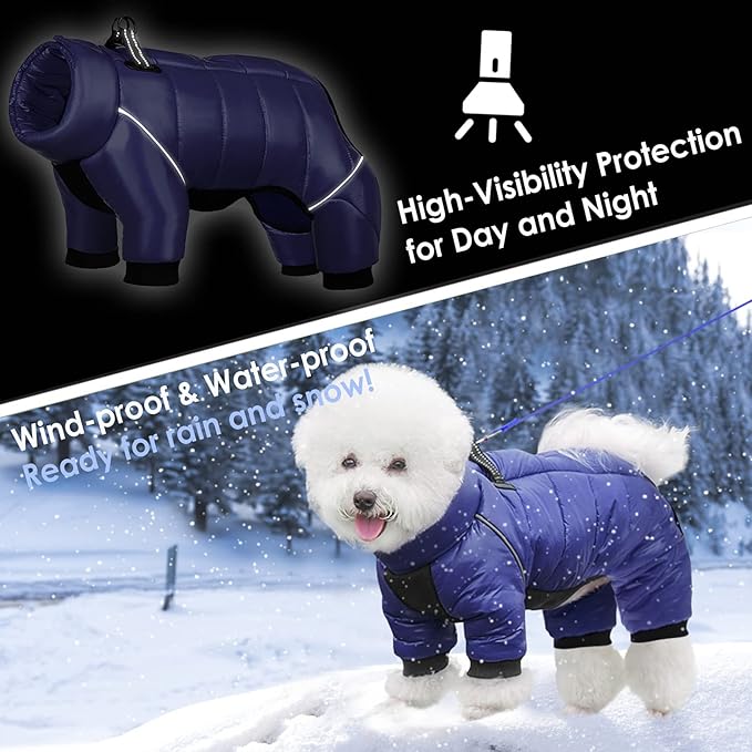 AOFITEE Dog Coat, Waterproof Dogs Jacket for Winter, Warm Fullbody Small Dog Snowsuit, Winter Coat for Small Dogs, Zip Up Pet Puffer Jacket Fleece Vest, Outdoor Reflective Pet Snow Jackets, XXL