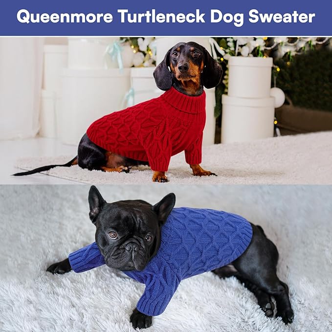 Queenmore Dog Sweaters for Large Dogs Girls Boys,Warm Pullover Extra Large Dog Sweater,Dogs Christmas Sweaters,Classic Turtleneck Thick Clothes for Extra Large Pets, Pitbull, Boxer(Royal Blue,XL)
