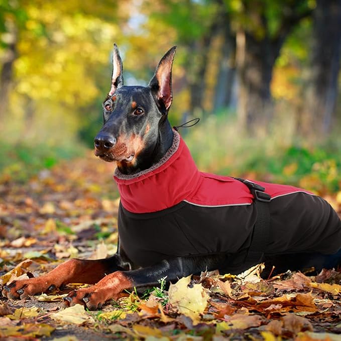 IDOMIK Dog Winter Coat, Reflective Waterproof Dog Jacket for Cold Weather, Warm Pet Coats for Small Medium Large Dogs, High Collar Doggy Fleece Snow Jacket, Winter Vest with Adjustable Buckle,3XL