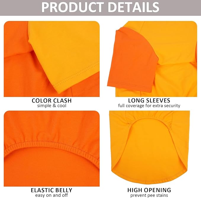 2 Pack Shirts for Large Dogs 4XL - Lightweight Breathable Dog Clothes, Prevent Overheating Summer Cool Tees for Doberman, Alaskan Malamute, Travel, Hiking, Beach, Lounge Wear, Sleep, Orange