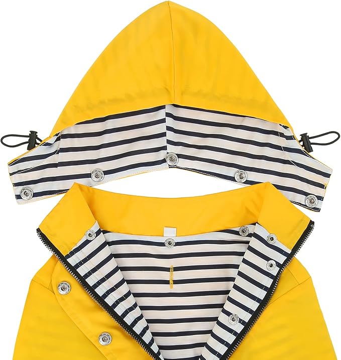 HDE Dog Raincoat Poncho Double Layer Zip Rain Jacket with Removable Hood, Leash Hole for Small to 3XL Dogs and Puppies Yellow - S