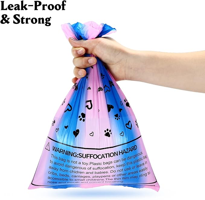 Dog Poop Bags Rolls: Leak-Proof Dog Waste Bags - Thick Poop Bags for Dogs Scented with Dispenser (60 Counts)