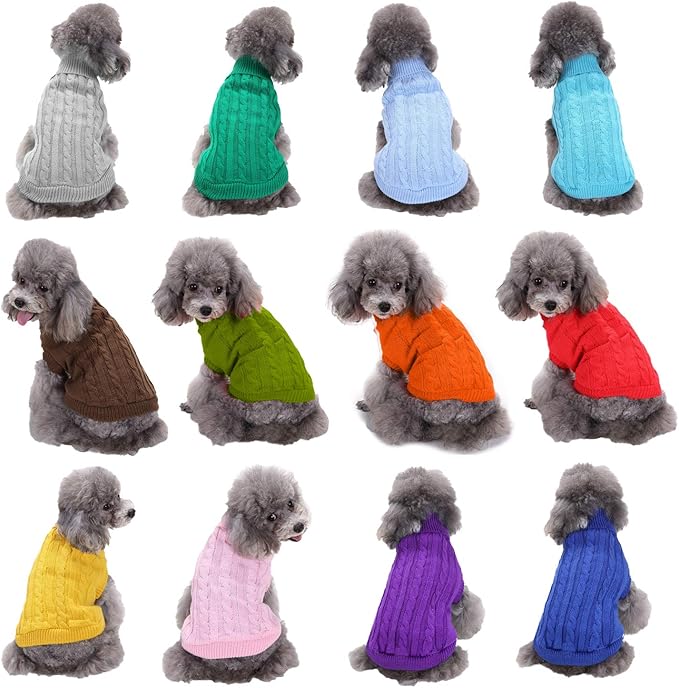 Classic Turtleneck Pet Sweater - Warm Dog & Cat Coat for Small, Medium & Large Dogs - Cute Winter Christmas Sweaters for Girls & Boys