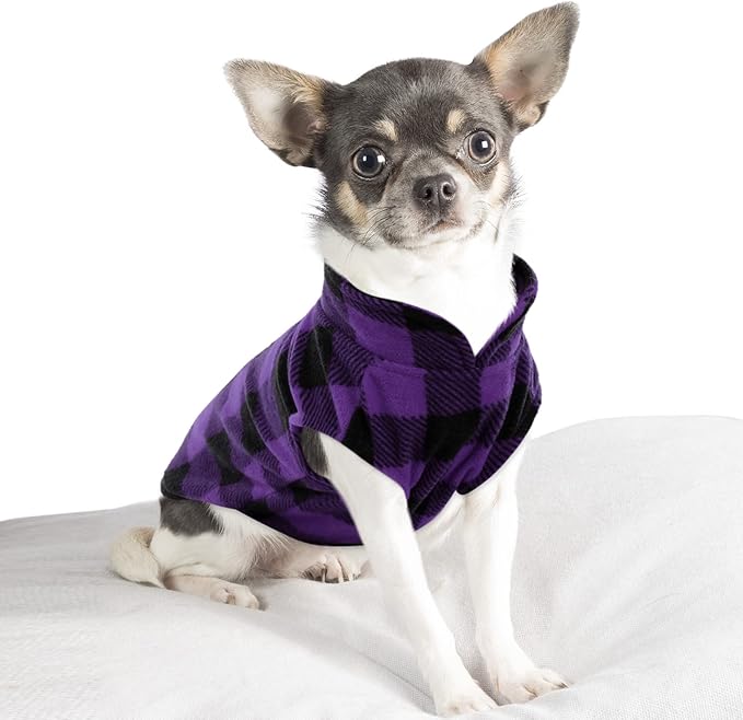 KAMA BRIDAL 3 Pack Spring Autumn Winter Coat Pullover Fleece Vest for Cats Small and Medium Dogs - Thin Sweater Red Pink Purple Plaid (XXS)