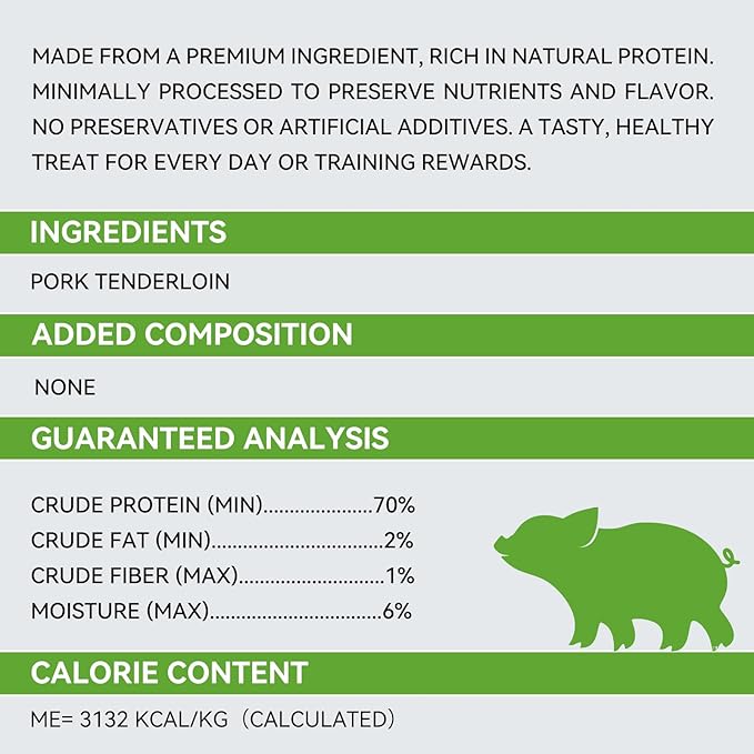 OPET Freeze Dried Pork Treats for Cats & Dogs,Single Ingredient Grain Free High Protein Pet Food,Healthy Training Sliced Fillets Snacks ,(Pork, 5.92 Ounce)