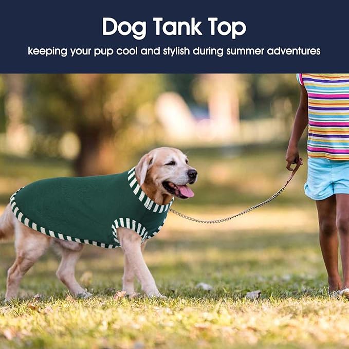 IECOii 2 Pack Sleeveless Dog Tees Shirt | Comfortable & Lightweight Fabric, Easy On/Off for Active Dogs, Khaki+Green, L