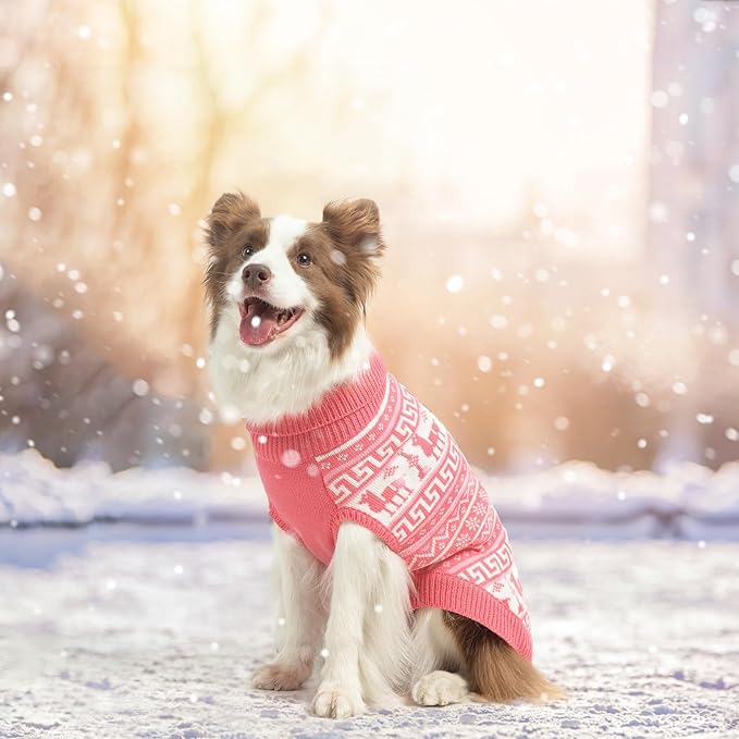 SCENEREAL Turtleneck Dog Sweater for Small Medium Large Dogs Girls Boys, Knit Pet Pullover Puppy Clothes Cold Weather Coats, Holiday Outfits Sweatshirt for Christmas, Pink XS