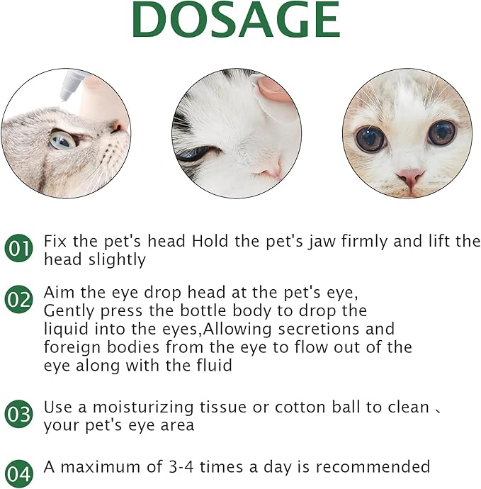Dog Eye Drops, Eye Drops for Dogs and Cats, Dog Eye Infection Treatment to Soothe Infection Allergy, Relieve Dry Eyes Pink Eyes, Pet Tear Stain Cleaner, Dog and Cat Eye Wash, 2.02 fl.oz