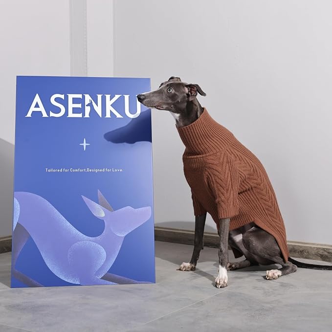 ASENKU Extra-Large Dog Sweater, Dog Sweaters for Extra Large Dogs, Pet Sweatshirt Apparel Turtleneck Pullover Winter for Doberman, Great Dane (Coffee, 4XL)