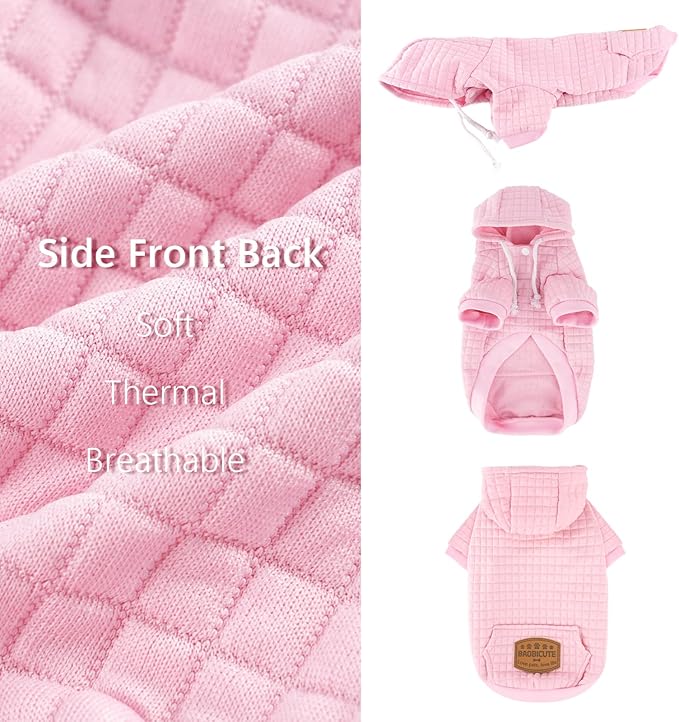 2 Pack Dog Hoodie Sweaters for Small Medium Dogs Warm Dog Clothes for Large Dogs Soft Waffle-Like Laminated Sweatshirt Bulldog (Pink+Purple, XL (Back: 23.5",Chest: 32.5", Neck: 21"))