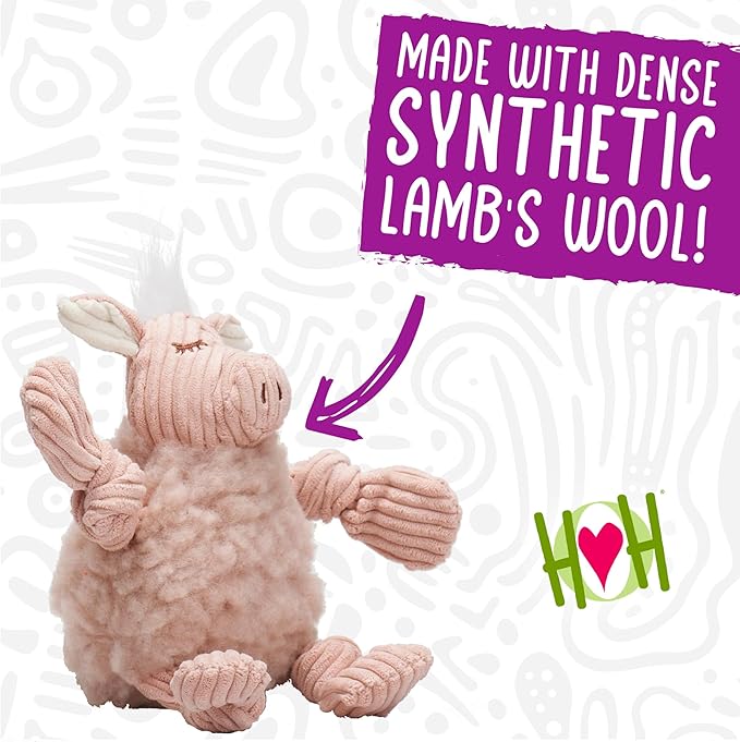 HuggleHounds Plush Dog Toy - Fuzzy Dog Toy, Soft Fleece, Interactive Durable Stuffed for Small and Large Breeds with Squeaker - Louise Lamb, Small