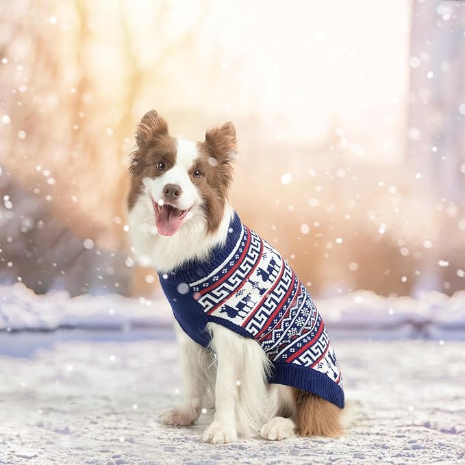 SCENEREAL Turtleneck Dog Sweater for Small Medium Large Dogs Girls Boys, Knit Pet Pullover Puppy Clothes Cold Weather Coats, Holiday Outfits Sweatshirt for Christmas, Navy SM