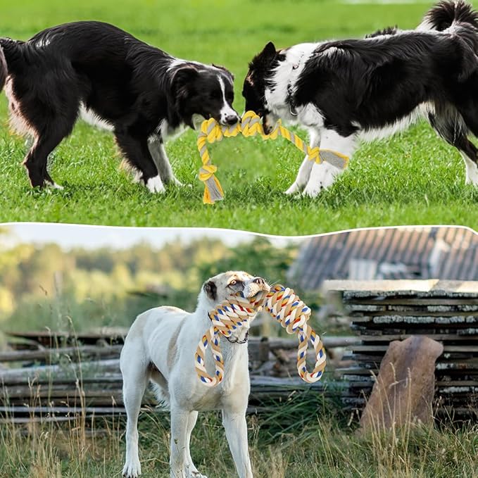 ETACCU Dog Rope Toys for Large Dogs, 2 Pack 22 Inch Heavy Duty Dog Rope Toys for Aggressive Chewers, 100% Cotton Toy for Medium to Large Breed, Indestructible Teeth Cleaning Tug of War Toy