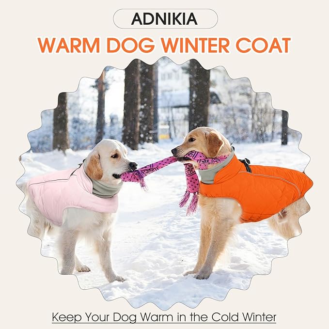 Dog Coat with Harness Built in -Orange,Small- Fleece Lined Dog Snow Jacket Snowsuit,Adjustable Reflective Winter Warm Cold Weather Coat
