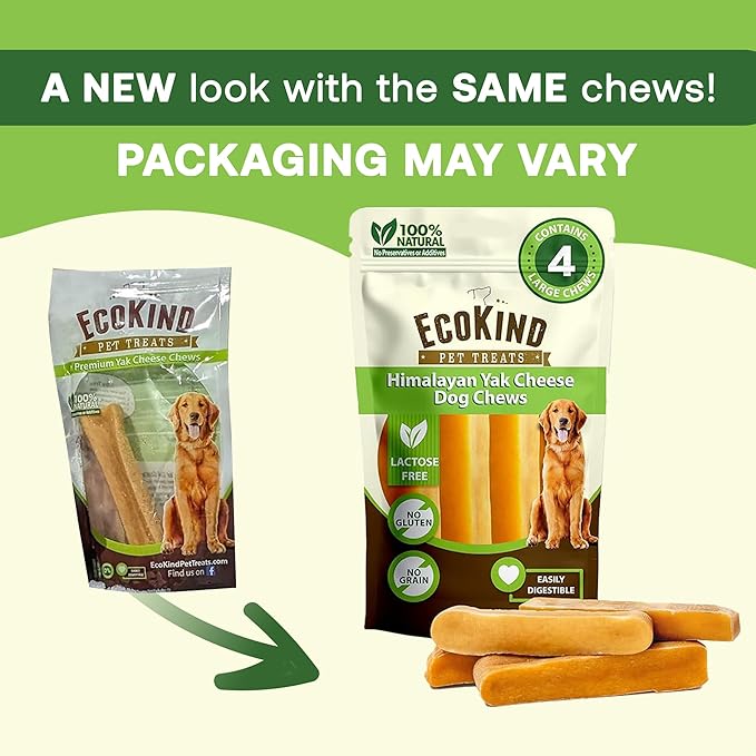 EcoKind Premium Gold Monster Yak Cheese Himalayan Dog Chew, Dog Treats Large Breed, All Natural, High Protein, for Aggressive Chewers, XL - 1 Chew