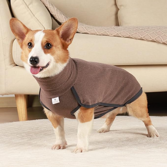Dog Sweater Pullover Cold Weather Vest for Dogs Dog Sweatshirt & Jacket for Indoor and Outdoor Use (Medium, Brown)