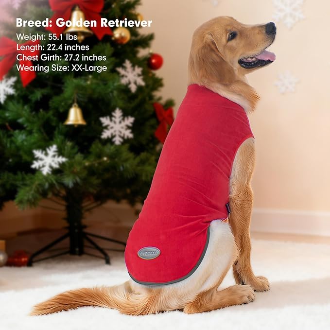 cyeollo 2 Pack Small Fleece Dog Sweater Stretchy Pullover Soft Dog Jacket with Reflective Stripe Female & Male Sweatshirt Pet Clothes Coats for Small Dogs, Red & Fuschia L