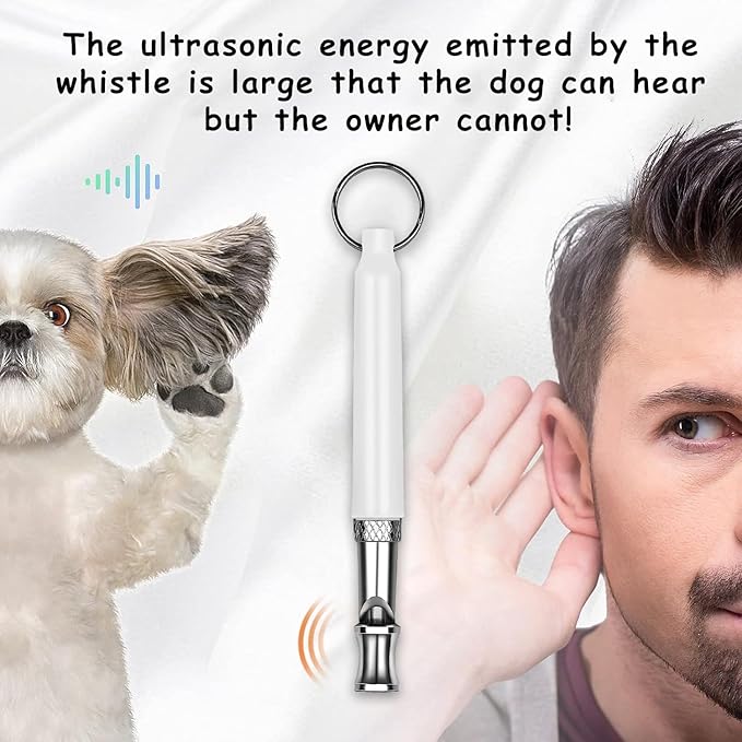 White Dog Whistle to Stop Barking Neighbors Dog,Adjustable Ultrasonic Silent Dog Whistle