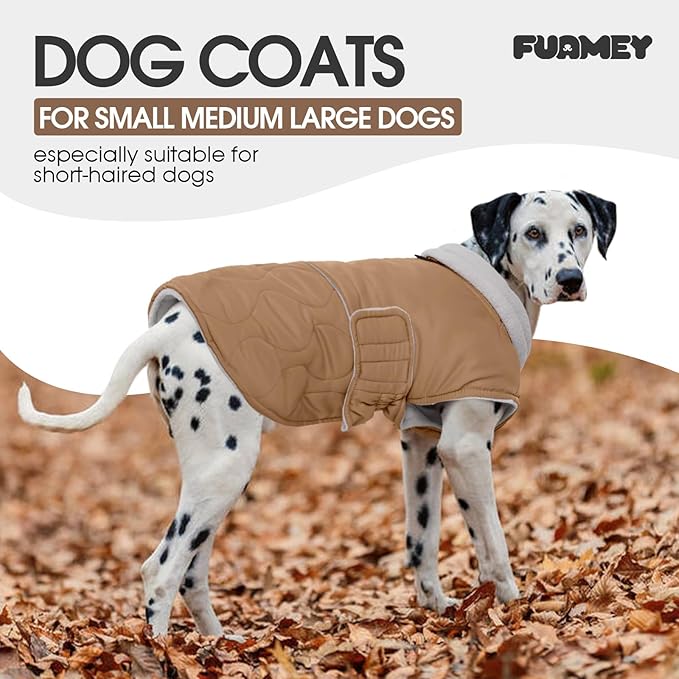 FUAMEY Winter Warm Dog Coat, Fleece Turtleneck Jacket, Thick Waterproof Windproof Cold Weather Coats, Snowsuit Vest for Small to Large Dogs