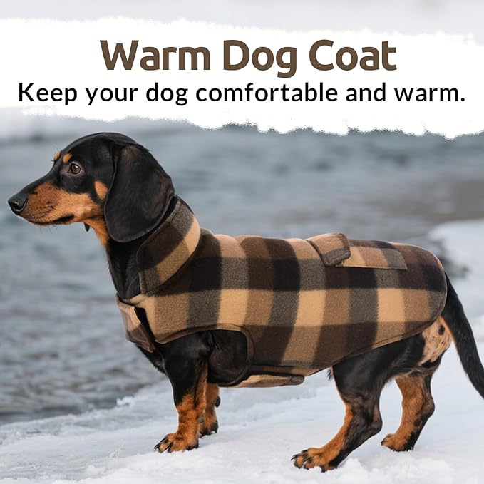 ASENKU Dog Winter Jacket Plaid Reversible Vest, Waterproof Dog Coat for Cold Weather, Perfect for Small to Large Dogs (Coffee, M)