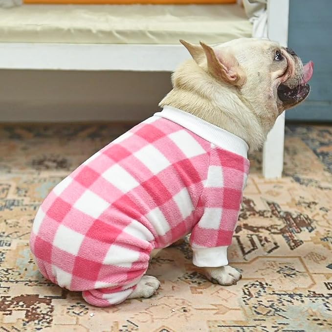 SCENEREAL Dog Pajamas for Small Dogs - Soft,Warm Pet Sweater Clothes Puppy Onesie Outfits for Doggie Winter Christmas Thanksgiving - Dog Jammies Pjs,Pink XS
