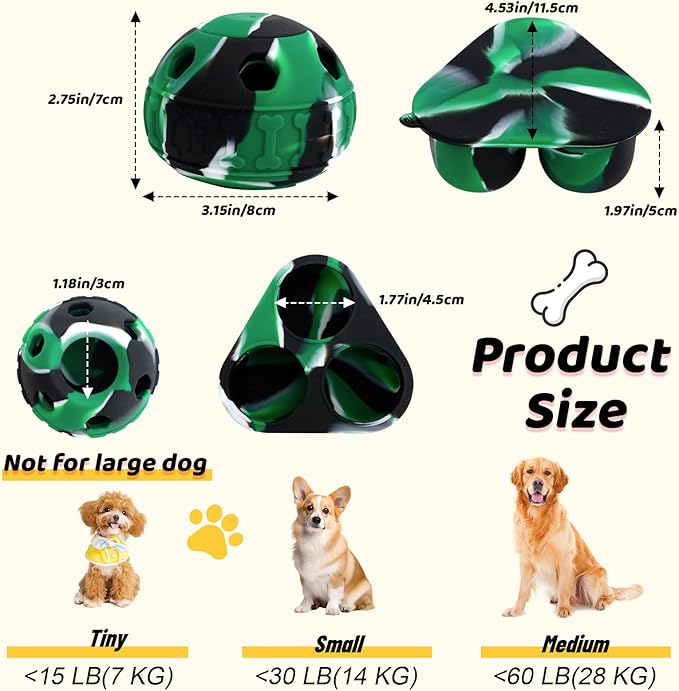 IFOYO Frozen Treat Dog Toy Ball for Small to Medium Dogs, Silicone Enrichment Dog Toys to Keep Them Busy, Reduce Anxiety, Puzzle Treat Dispensing Dogs Toys for Slow Food Training, Easy to Clean