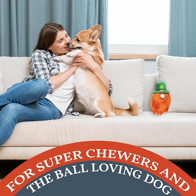 Flourish Pets 2 in 1 Multi-Layer Chew Toy for Active Dogs | Non-Toxic BPA Free Double Stitched Soft Fabric Exterior Dog Toys | Long-Lasting Dog Plush Toys ā Leprechaun 3.5"
